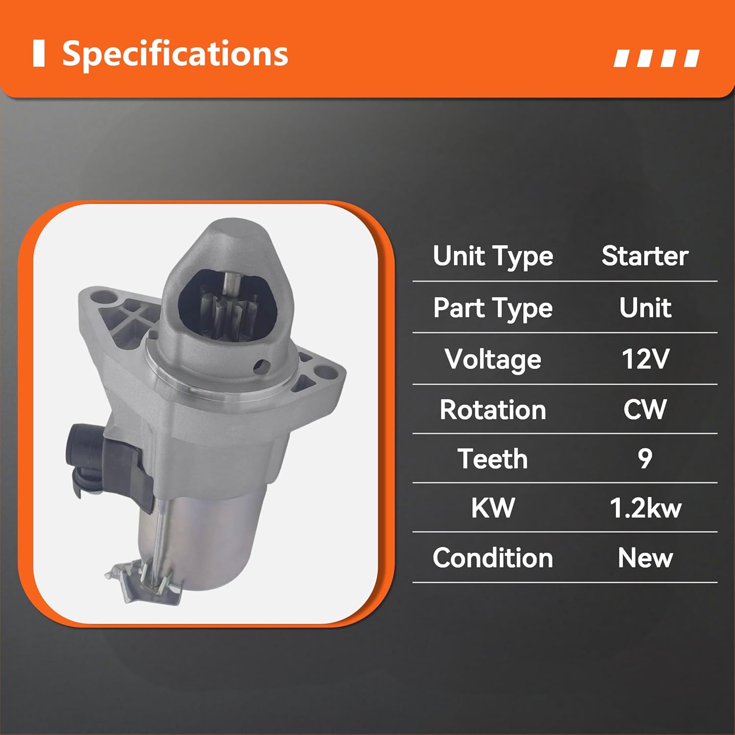 Starter Motor Compatible with Honda Civic 2006 2007 2008 2009 2010 2011, Replace# 31200-RNA-A50,31200-RNA-A51,RNA50,SM710-01,17958N