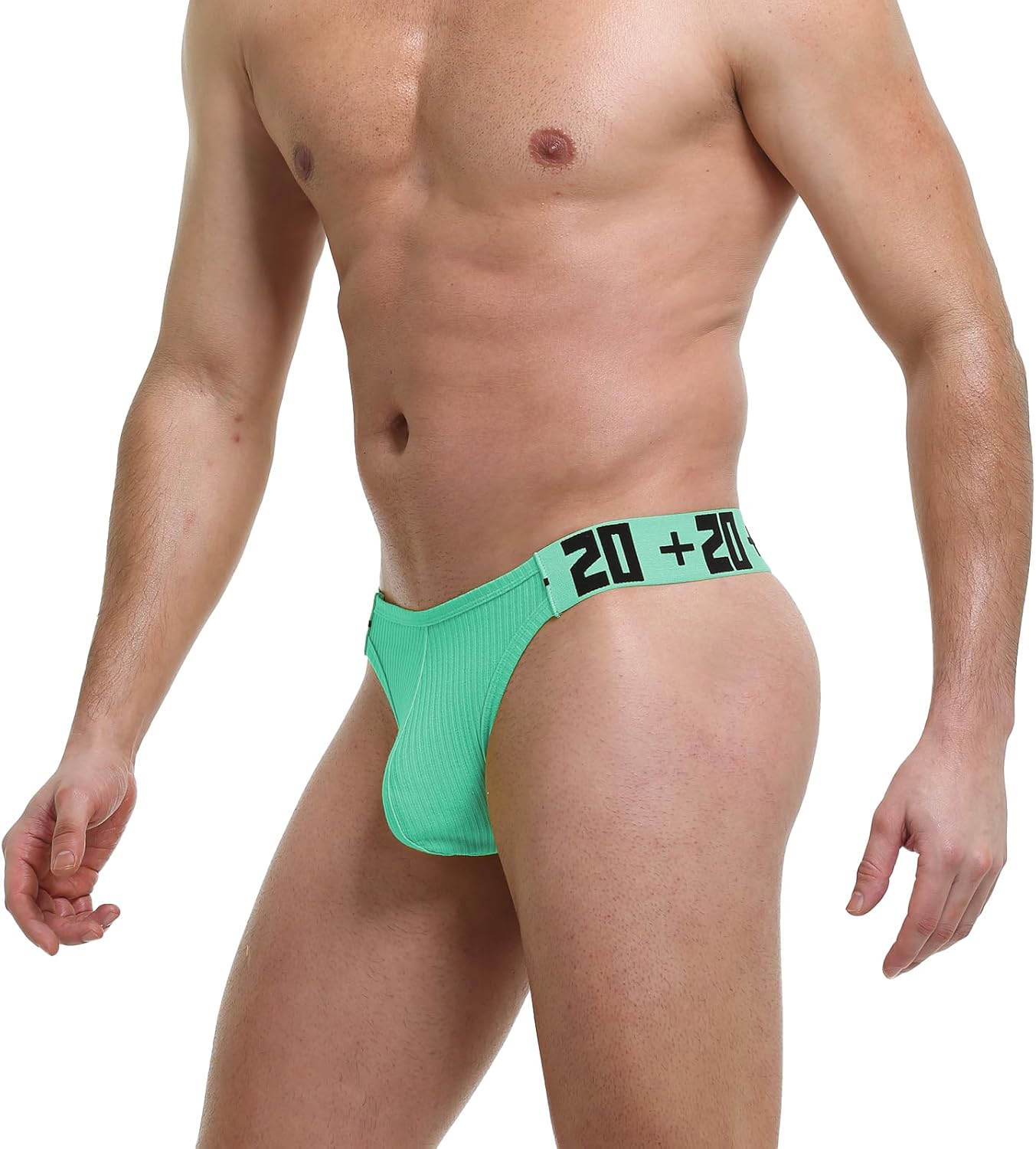 High Elasticity Cotton Mens Thong for Men Sexy Mens Underwear Comfortable Breathable, Green, S