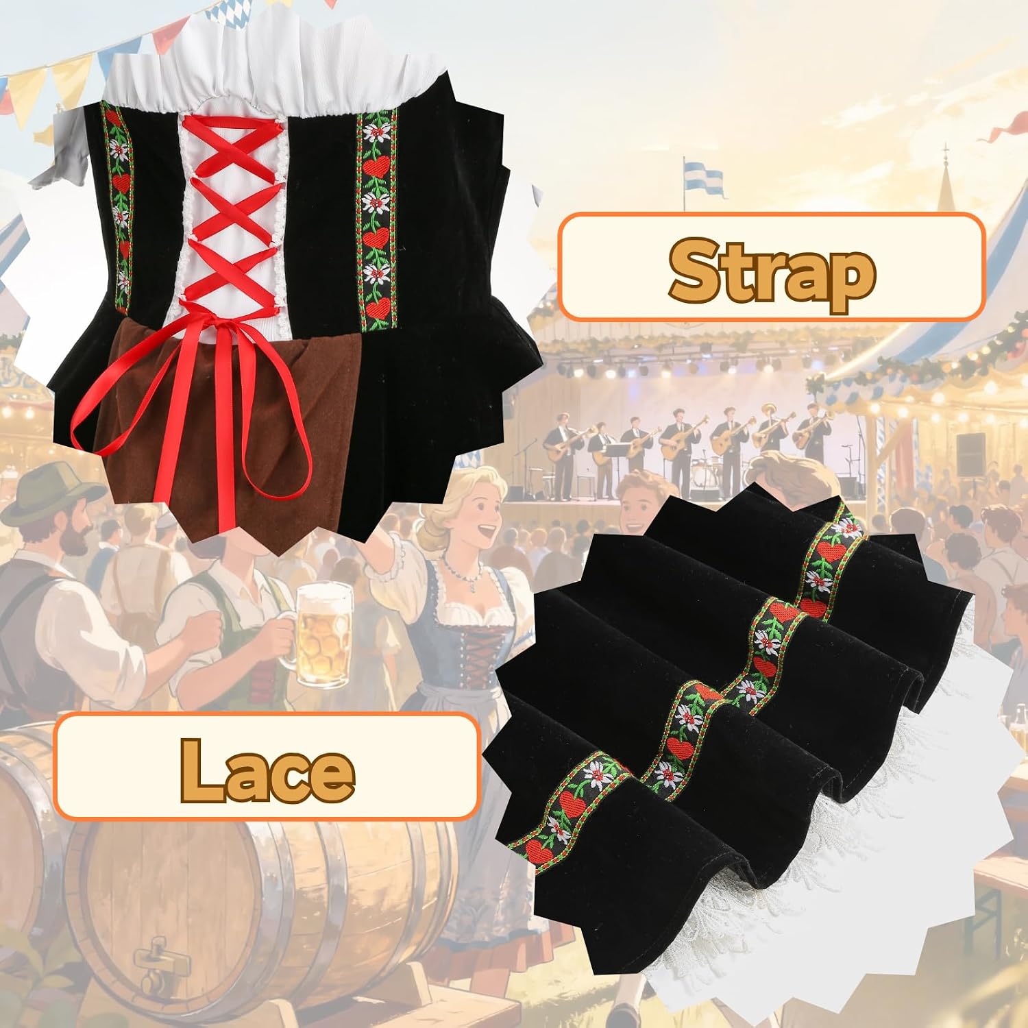 yolsun Oktoberfest Costume for Women, Bavarian Dirndl Costume Adult Off Shoulder German Beer Festival Dress Up Halloween