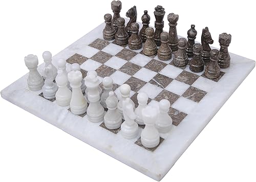 Miniatura 10 de Juego de ajedrez de lujo de 15 pulgadas, tableros de ajedrez clásicos para adultos con tablero de piedra hecho a mano y piezas de ajedrez de mármol,