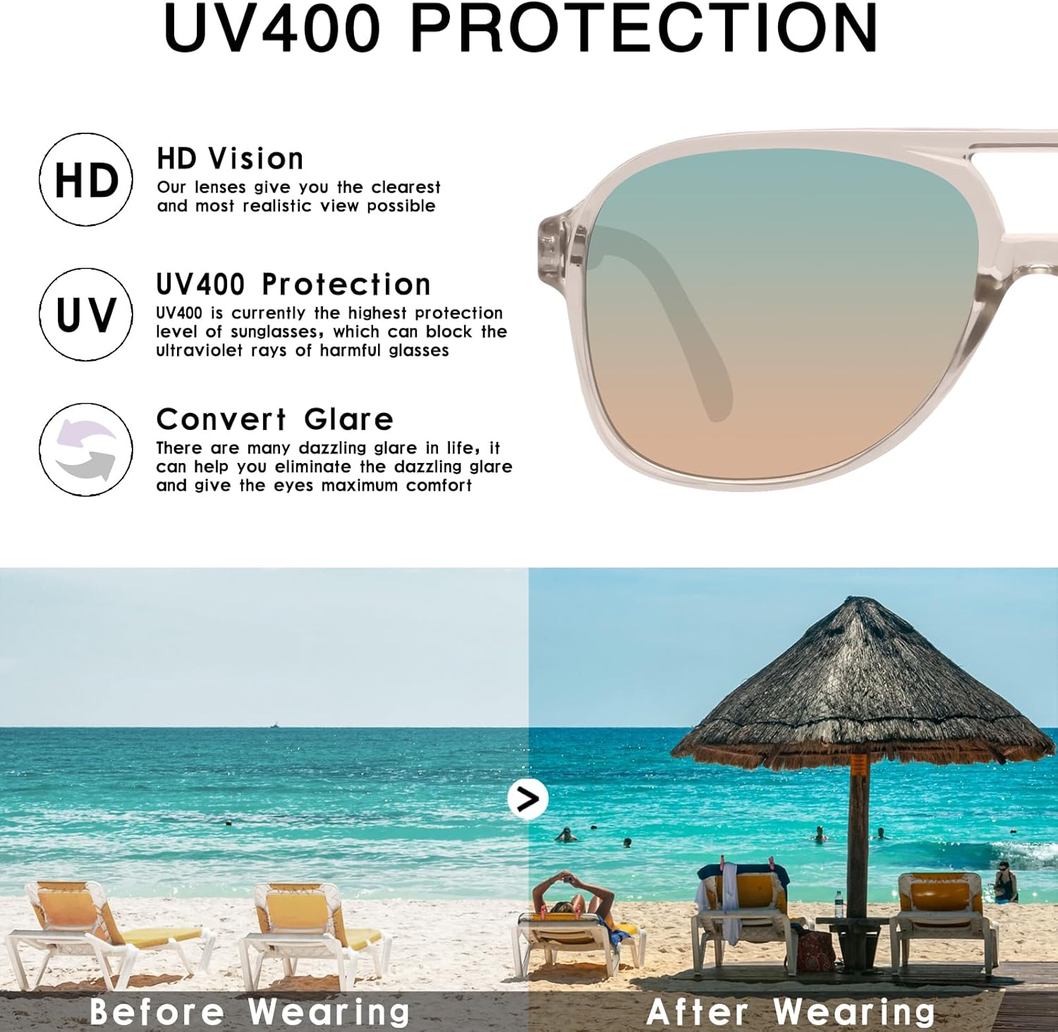 YDAOWKN Retro Aviator Sunglasses for Women Mens Large Frame Classic Vintage 70s Sun Glasses Aviators - Image 3