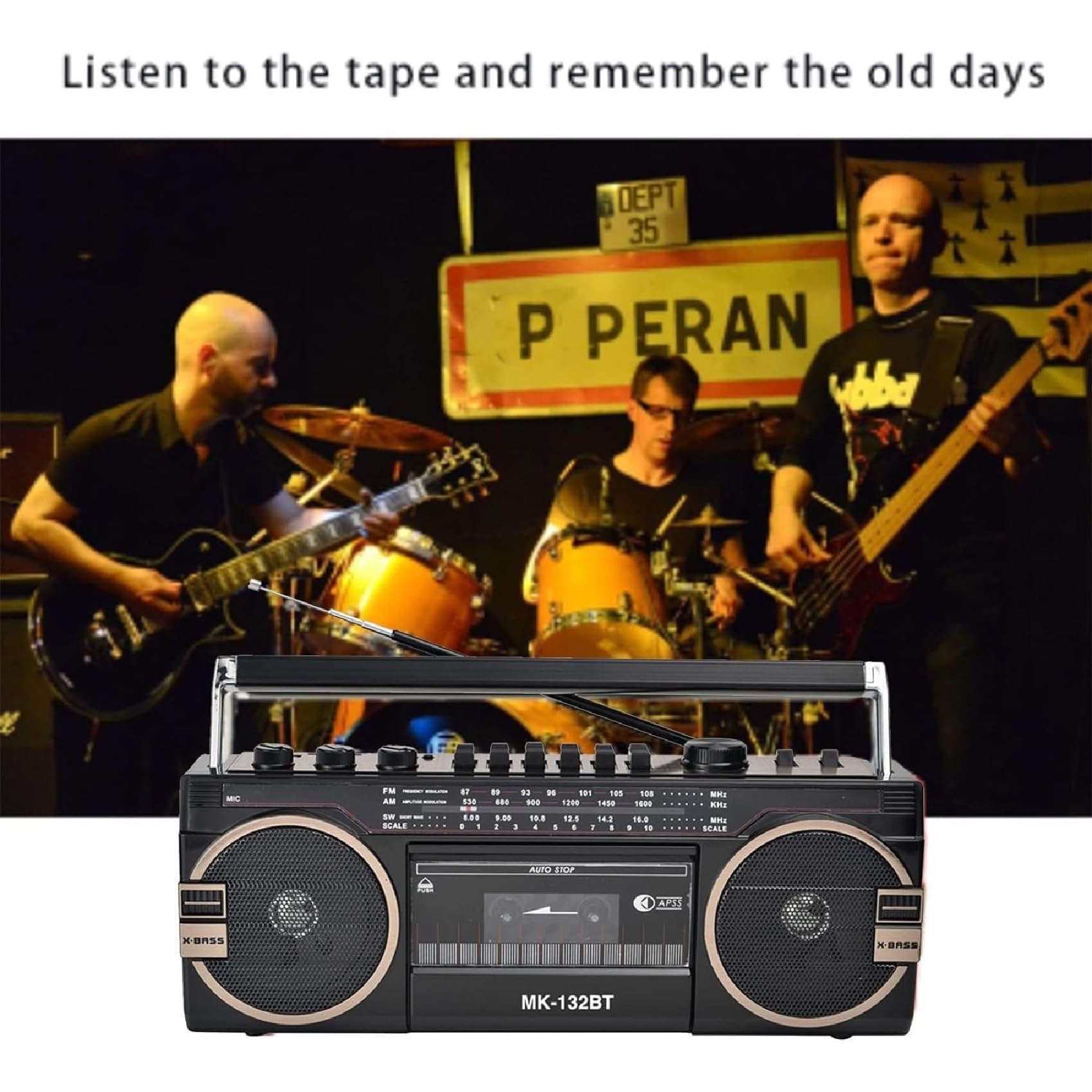 Supporto USB/TF MP3 Player/Bluetooth portatile cassette radio per riunioni di famiglia viaggio - Classico stile anni '80 retrò Boombox Tape Player