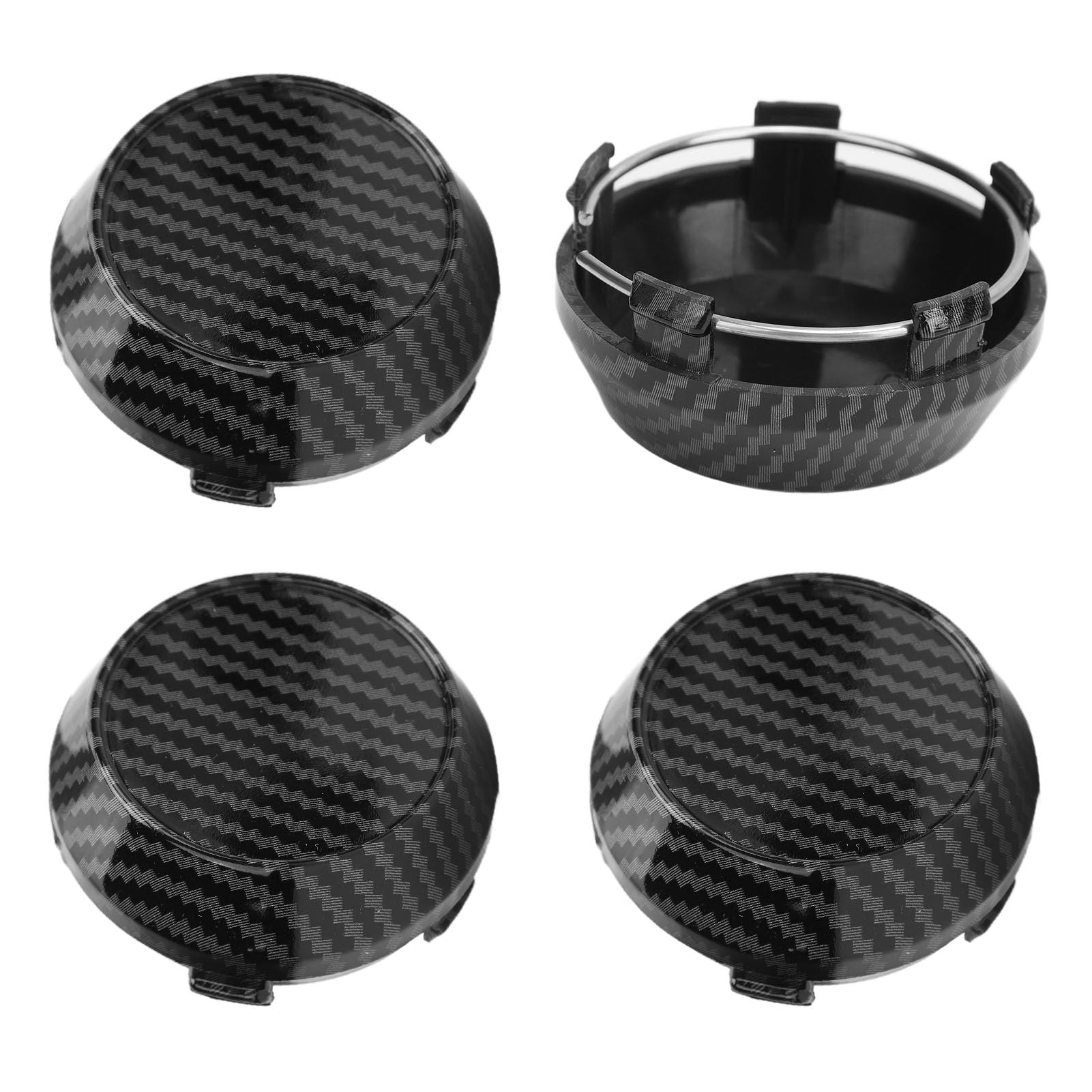 4 Pezzi Coprimozzi Universali in Fibra di Carbonio, ID 56mm OD 60mm, Coperture per Mozzi in Stile per Decorazioni Auto