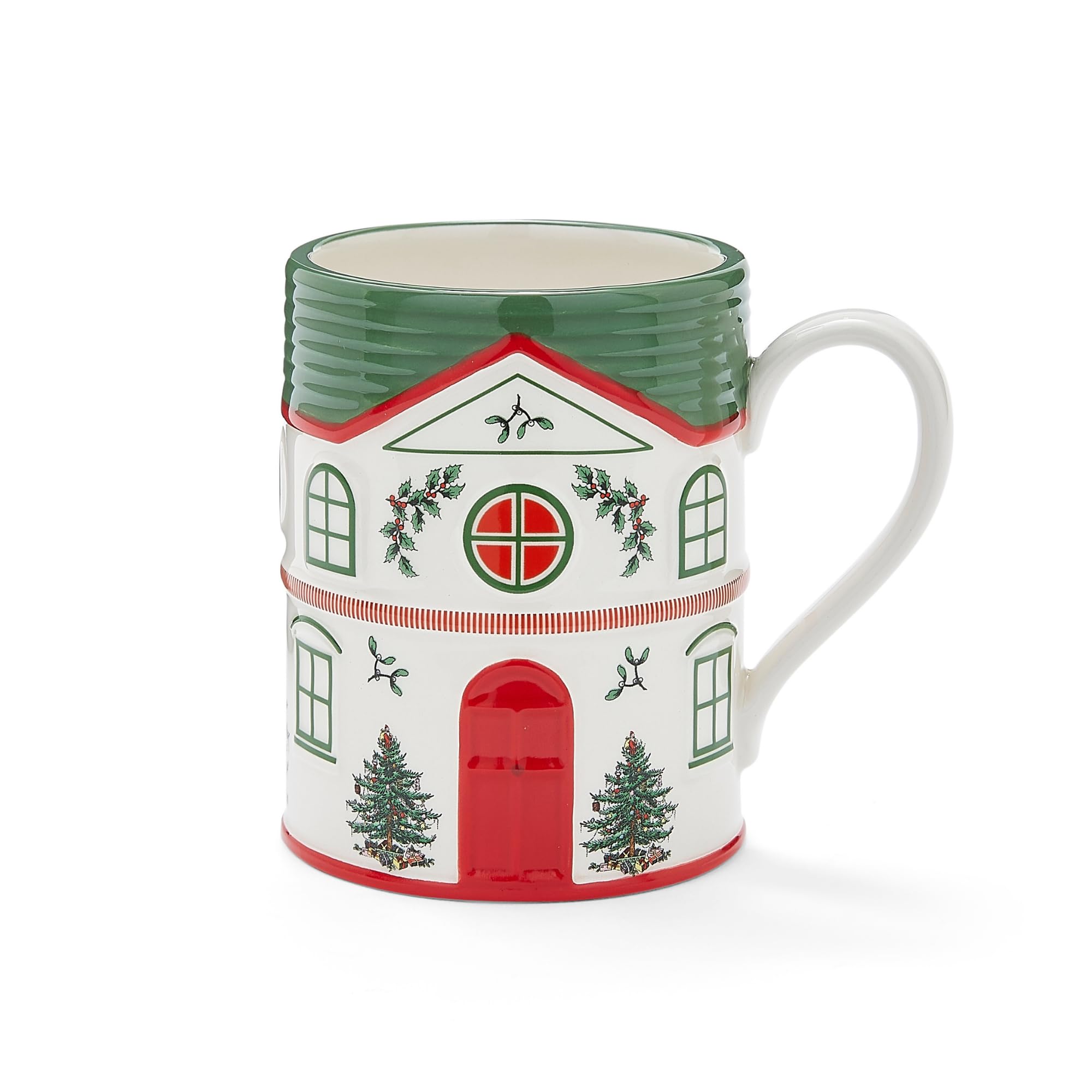 Spode Green Morris & Co Christmas Tree Village Mug
