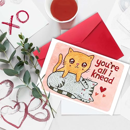 Miniatura 3 de mmuue Tarjeta del día de San Valentín de Sweet Cat para los amantes de los gatos, preciosa tarjeta de aniversario para novio y novia, regalo de