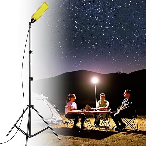 Miniatura 8 de Conpex Luces LED para acampar con cable, 23000 lúmenes, trípode telescópico de luz de campamento, luces de pesca nocturna para banco, luz portátil