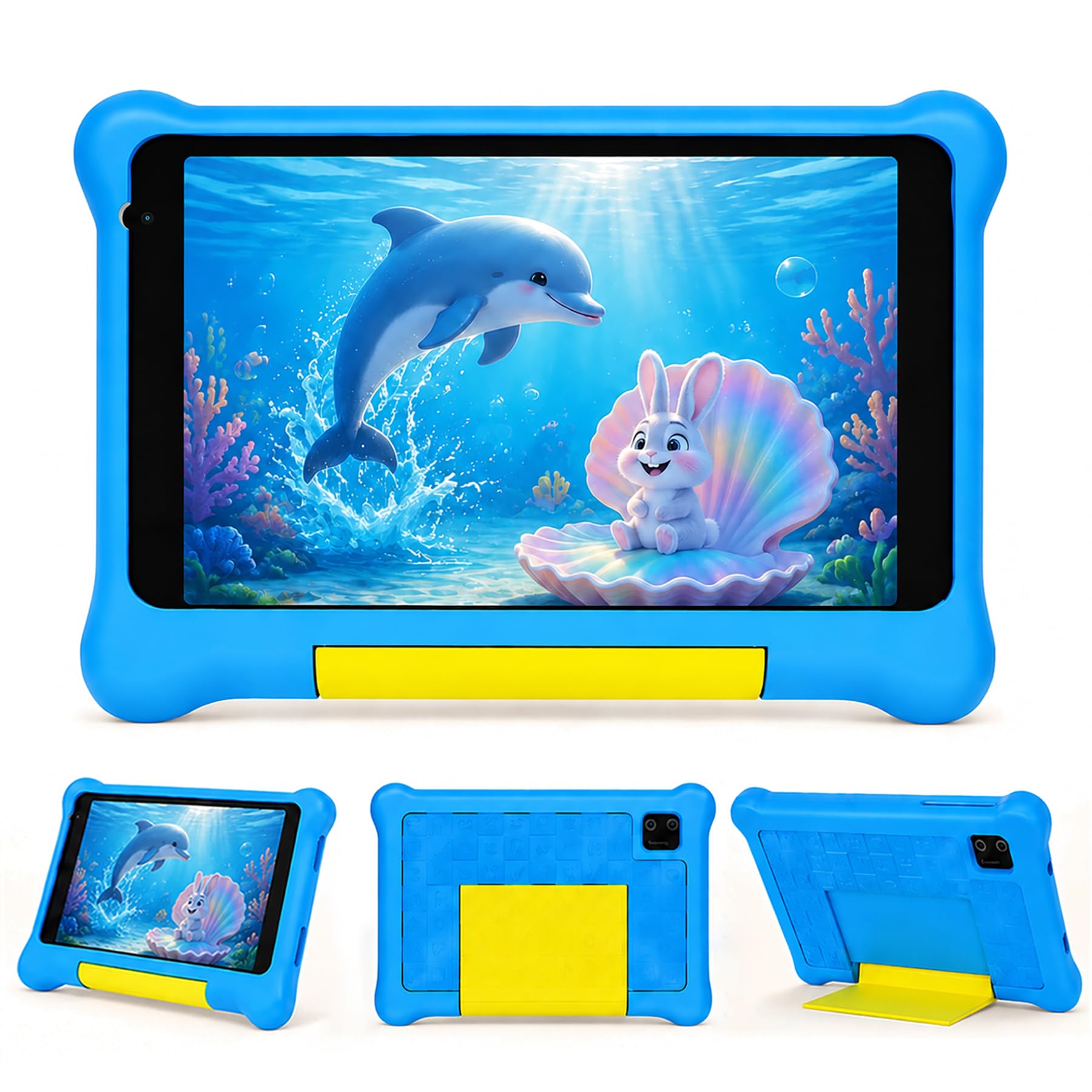 Tablet Bambini 7 Pollici Android Tablet Educativo 5 GB RAM+32 GB, espandibile TF 128 GB, Controllo Parentale, WiFi 6 & Bluetooth, Custodia Antiurto Inclusa, Regalo Ragazza Ragazzo (Blu)