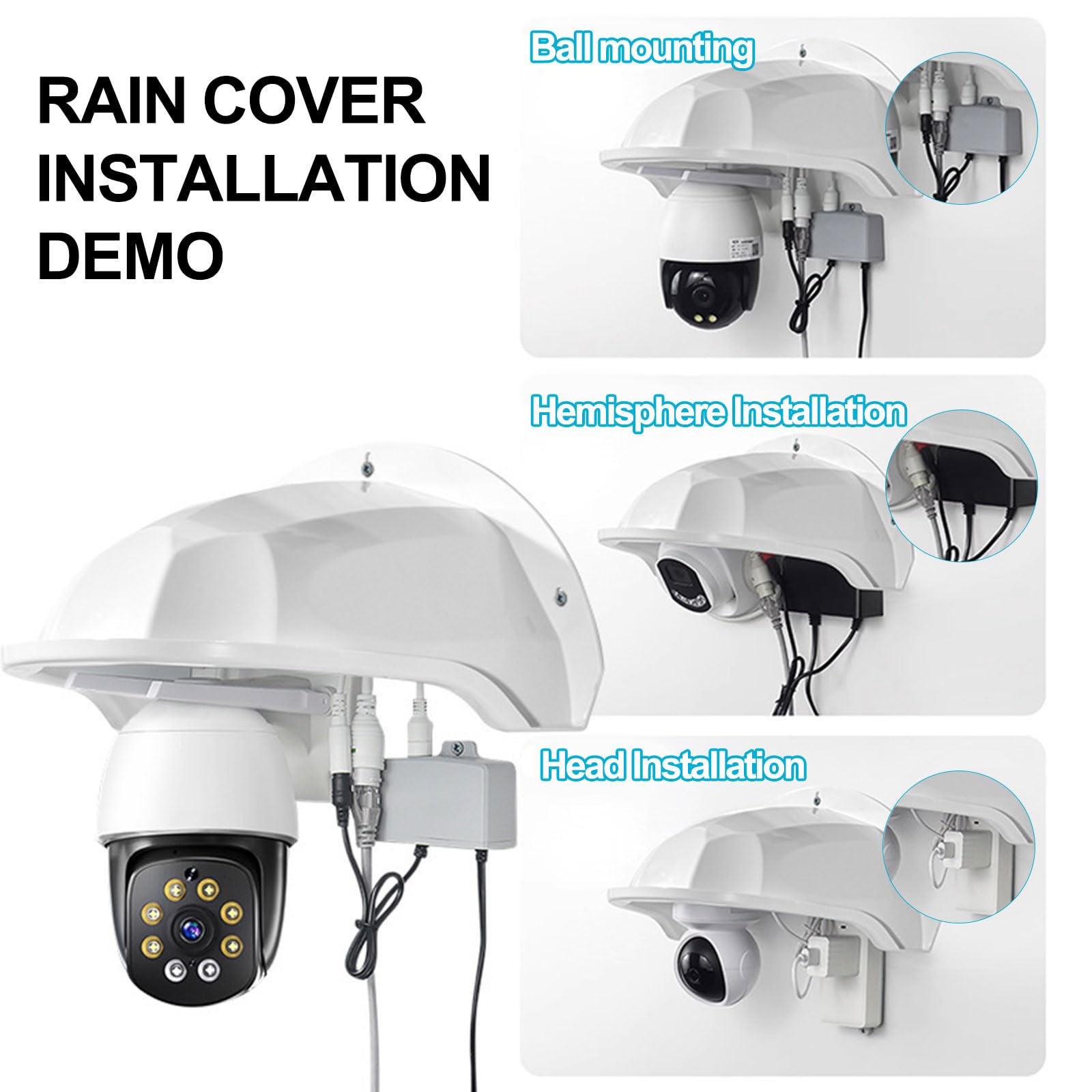 2 Pièces Protection Caméra Extérieure, Boîtier Plastique Résistant aux Intempéries, Moniteur Avec Protection Solaire et Contre la Pluie pour Caméras Bullet et Dome