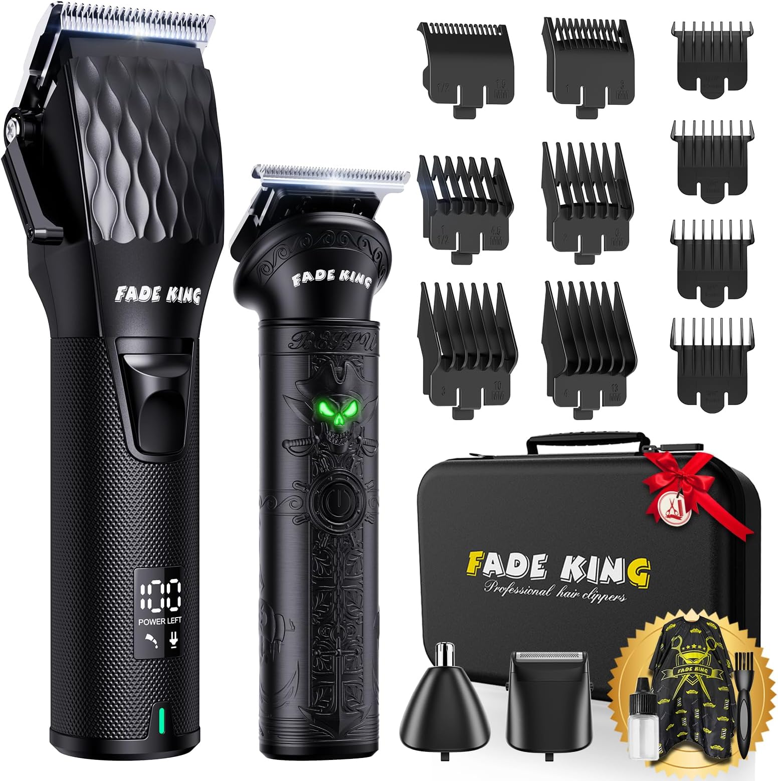 Professional Hair Clippers for Men - Cordless Beard Trimmer for Men, LCD Display Hair Clippers and Trimmer Set for Barber Haircut & Mens Grooming with Travel Case(Black)