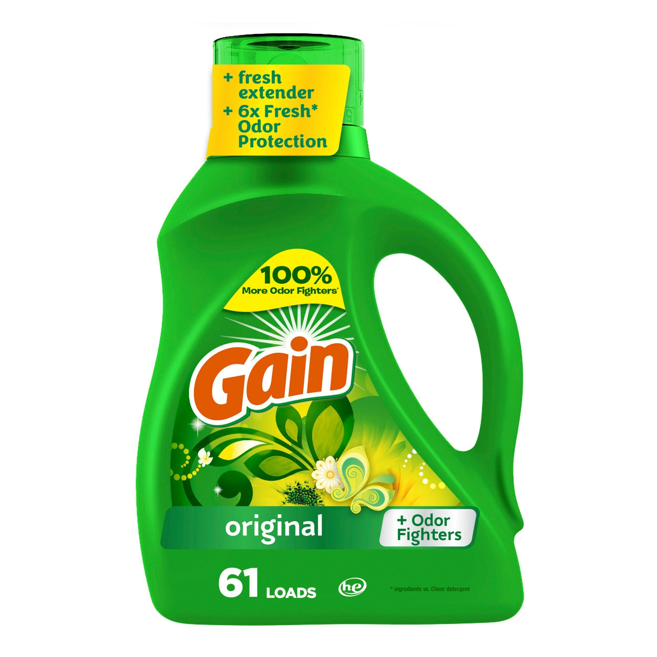 Gain + Aroma Boost Liquid Laundry Detergent, Original Scent, 61 Loads, 88 fl oz, HE Compatible