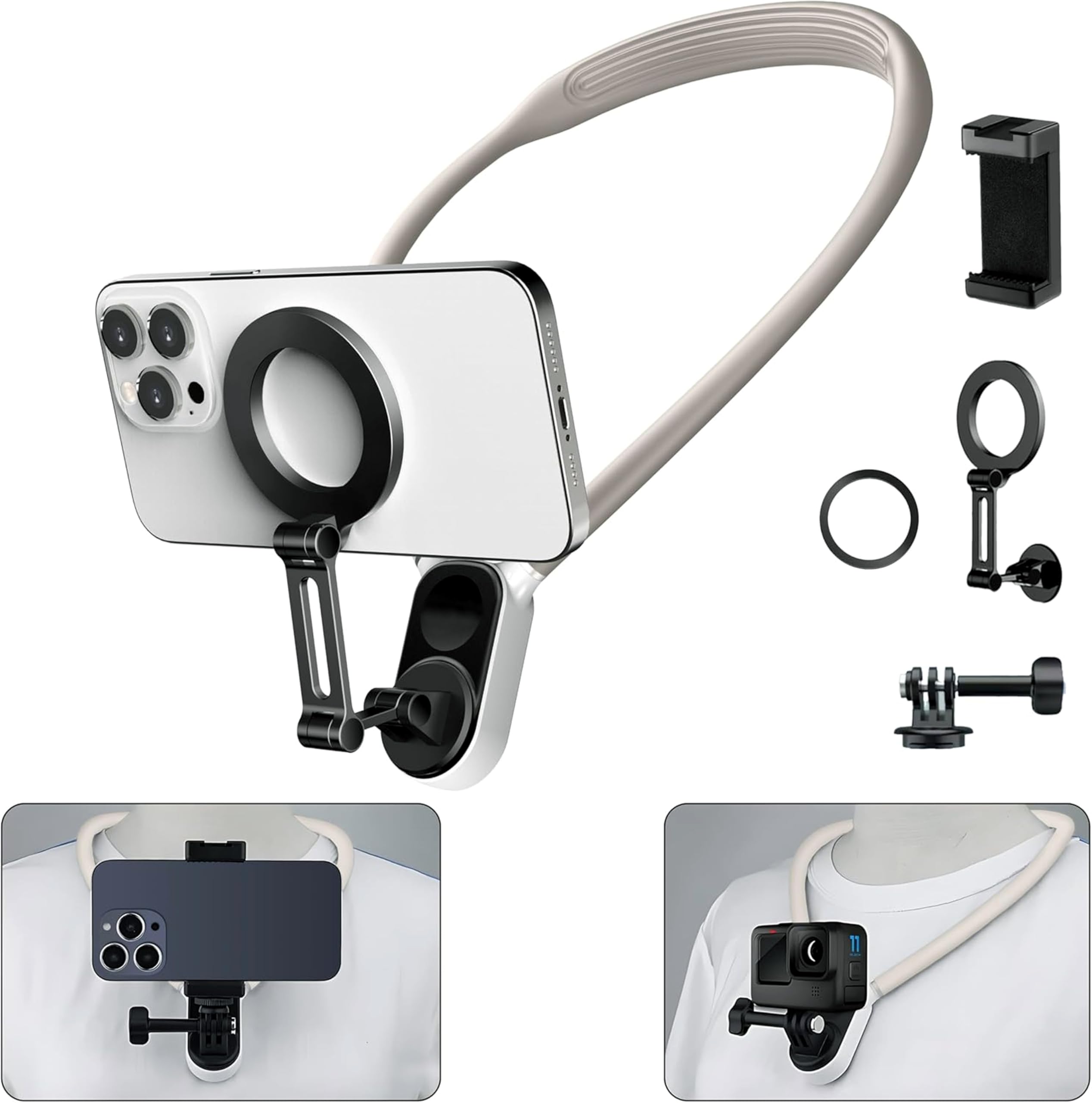 ADOFYS 3 in 1 Magnetic Neck Phone Holder with Mount for GoPro and Universal Phone Clip, Chest Tripod Handfree Vlog POV Recording for Magsafe iPhone 15 14 13 12 Pro Max Plus Mini All Android (B0DGY46DXC) Amazon Price History, Amazon Price Tracker