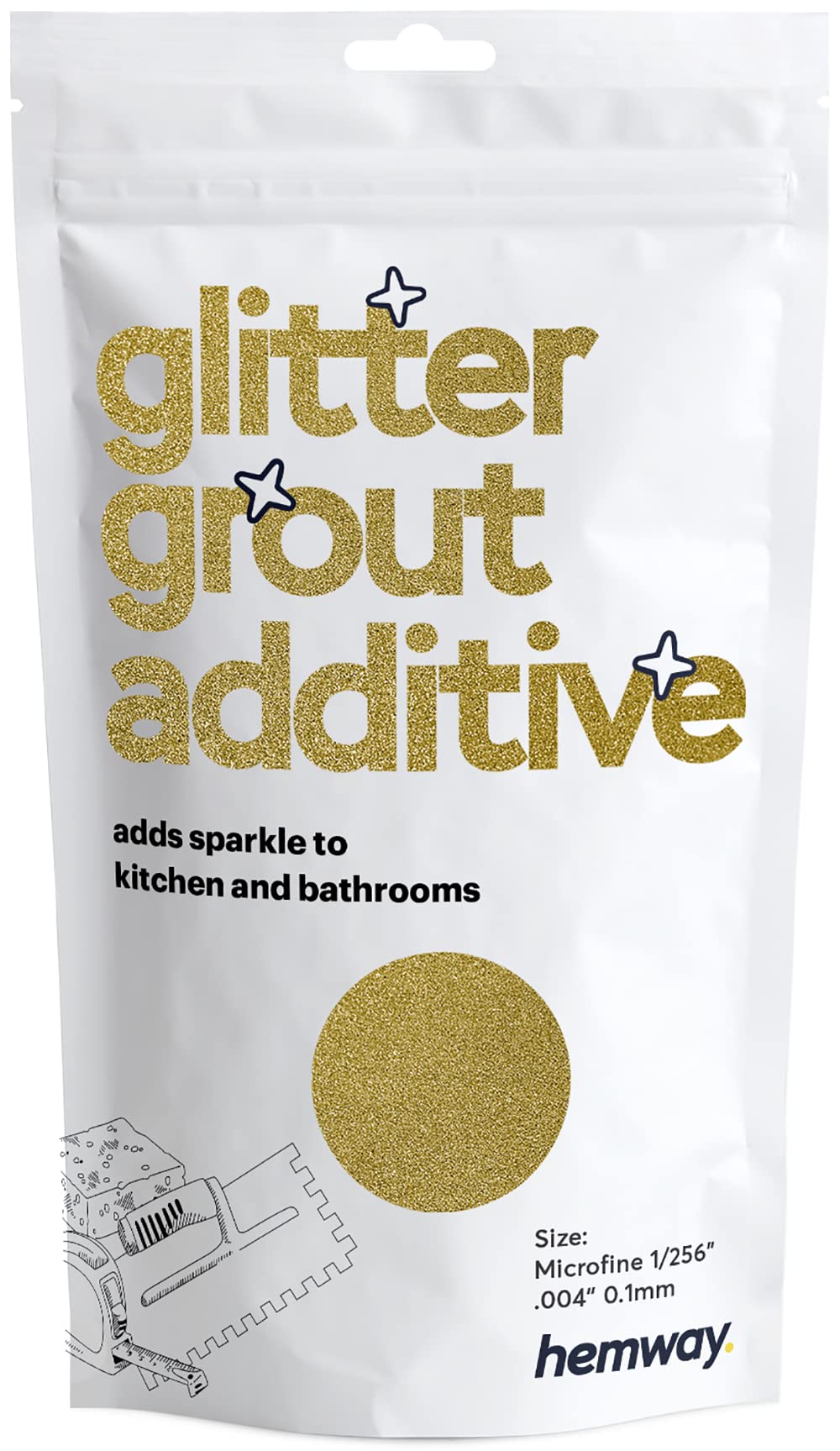 Glitter for Grout Gold Additive Tile Grouting Bathroom Microfine Sparkly 100g / 3.5oz