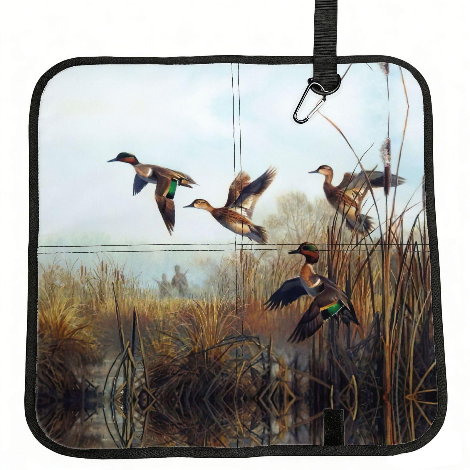 KAPPTYY Hunting Flying Wild Printed Bleacher Seat Cushion PE Foam Filling, Foldable Sitting Pad for Concert Stadium Events
