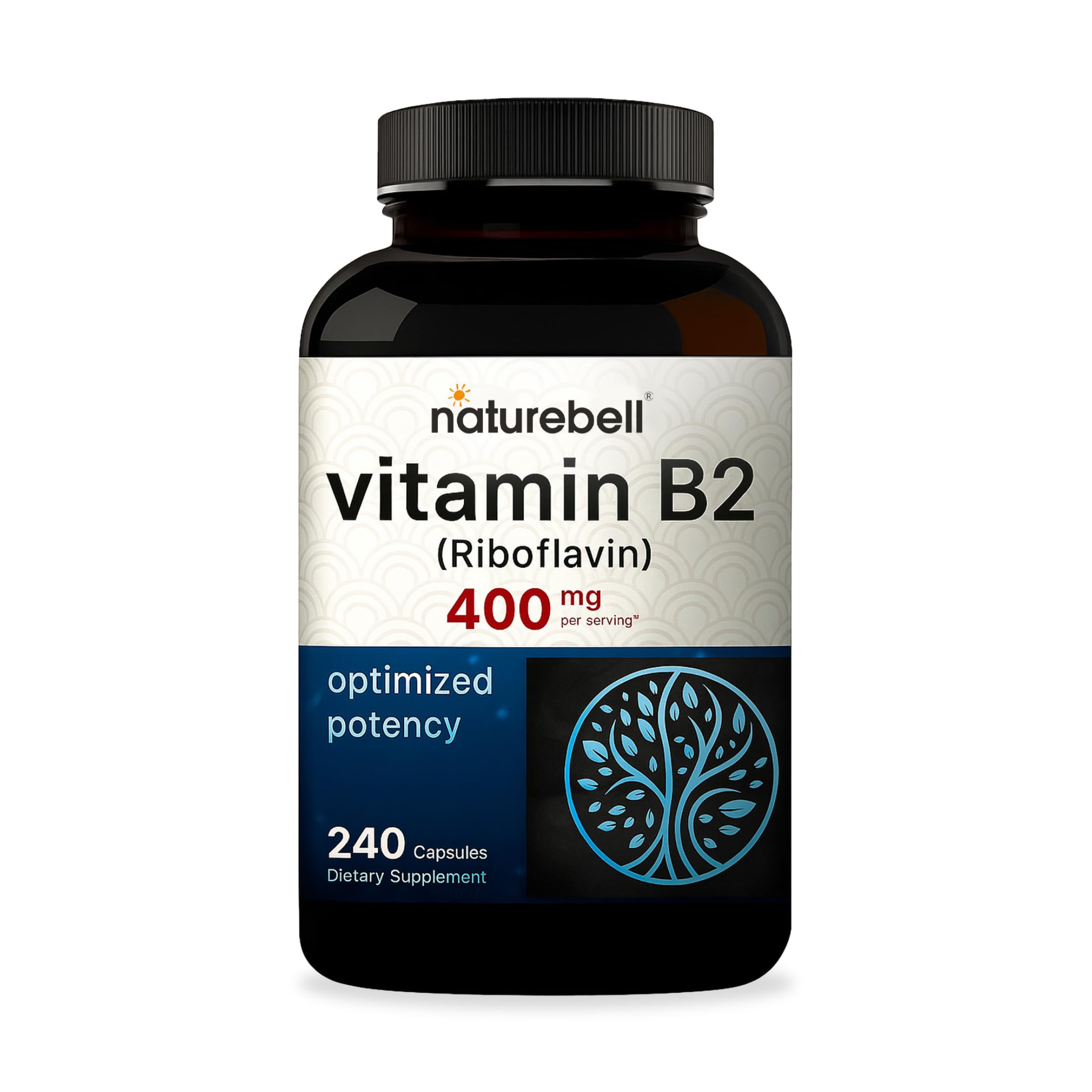 Vitamin B2 Riboflavin 400mg Per Serving, 240 Capsules | Essential Daily B Vitamin, Easily Absorbed Form – Supports Energy, Skin, and Cellular Health – Non-GMO, Gluten Free