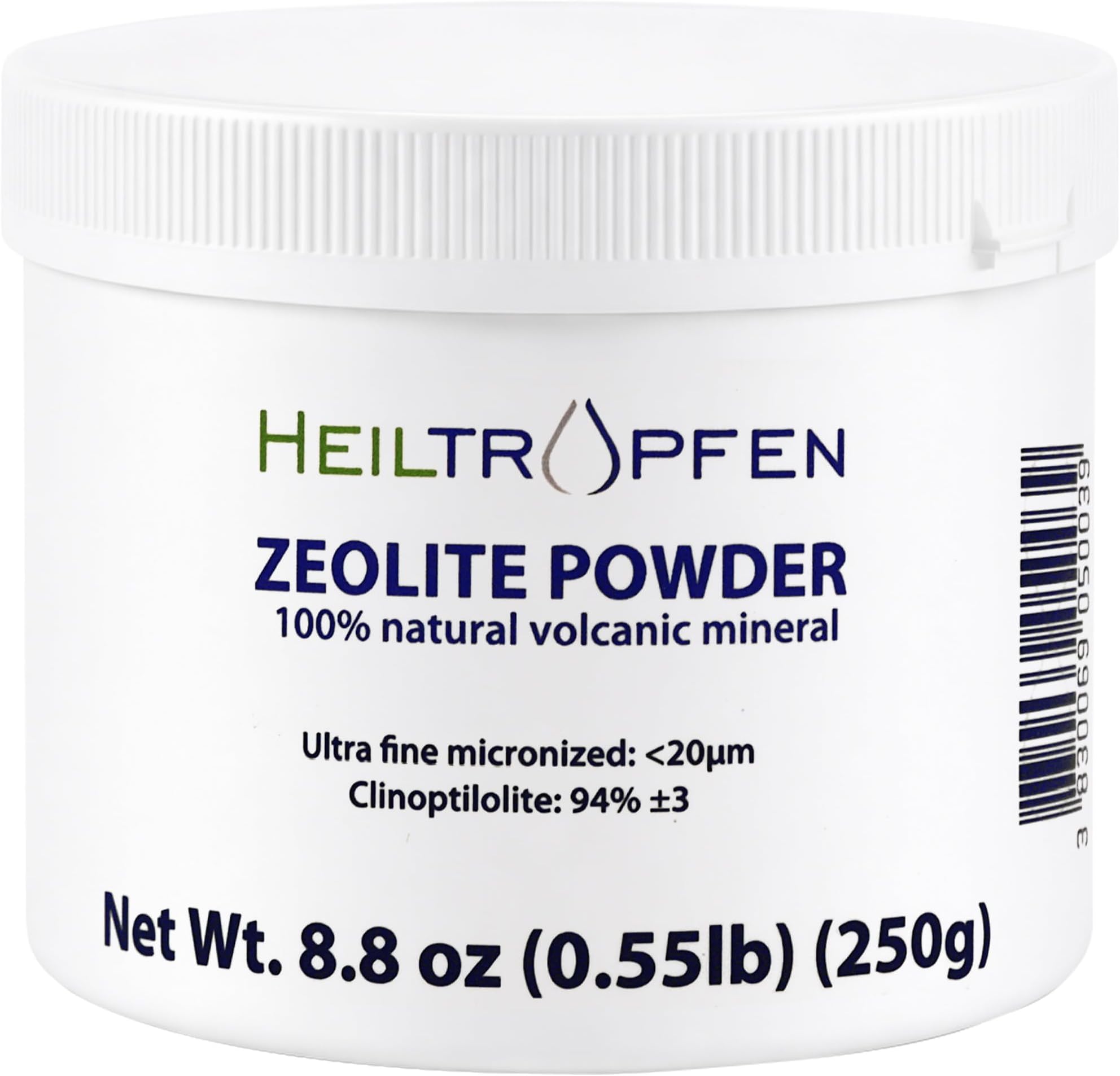 Zeolite Powder 0.55 Pound - 250 g | ULTRA FINE | less-than 20 ยตm | Clinoptilolite 90-92% | activated | Natural Mineral Dust | Heiltropfenยฎ
