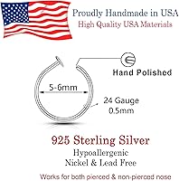 Vista 3 de Gold Silver Small thin nose ring hoop 20G 20 22 gauge stud nostril piercing jewelry for Women, 14k Gold filled or 925 sterling silver nose hoop