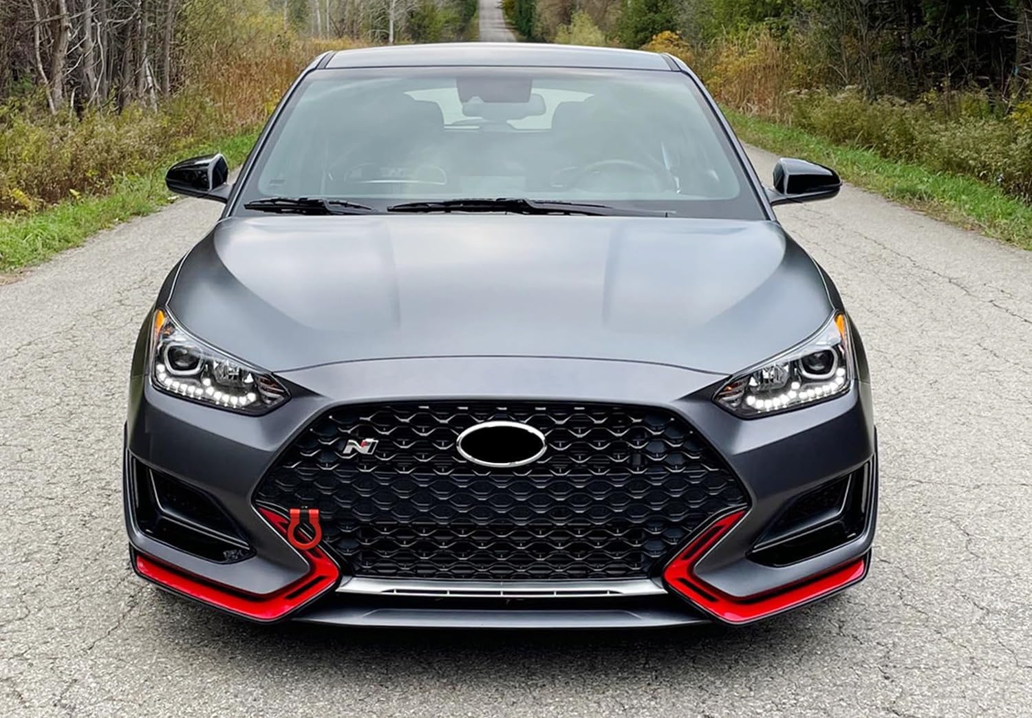 iJDMTOY Sports Red Track Racing Style Tow Hook Ring Compatible with Hyundai 2019-up Veloster, 2010-up Genesis/Genesis Coupe, 2020-up Sonata, 2014-up Kia Soul, 2019-24 Forte, 23-up Telluride, etc