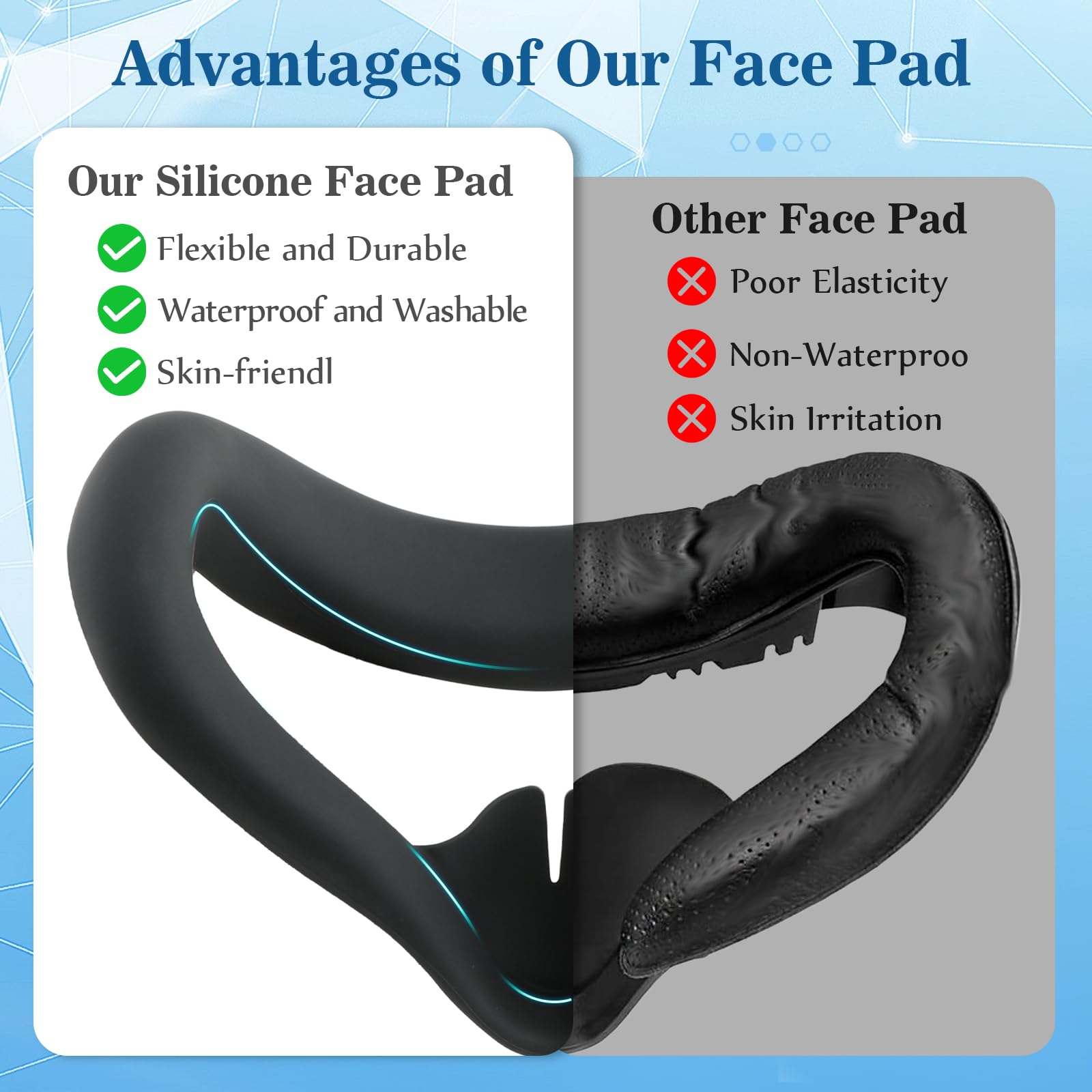 Face Cover Compatible avec Meta/Oculus Quest 3S Cache-Visage en Silicone,Les Accessoires pour Quest 3S Remplacement de Coussin
