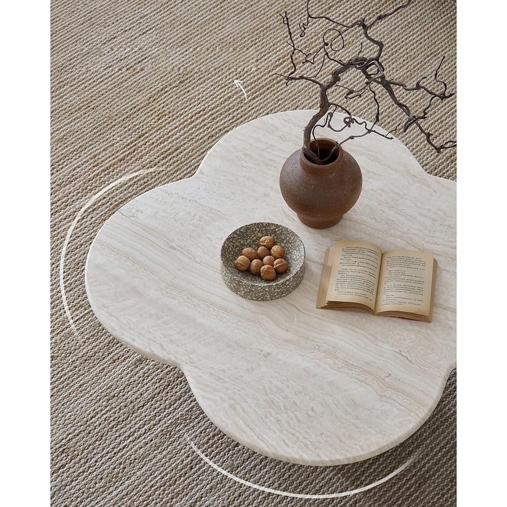 Table Basse Table Basse en Bois incurvée, Design Moderne Neutre, Pieds cylindriques, pièce maîtresse de Salon(Bruin,Moyen)