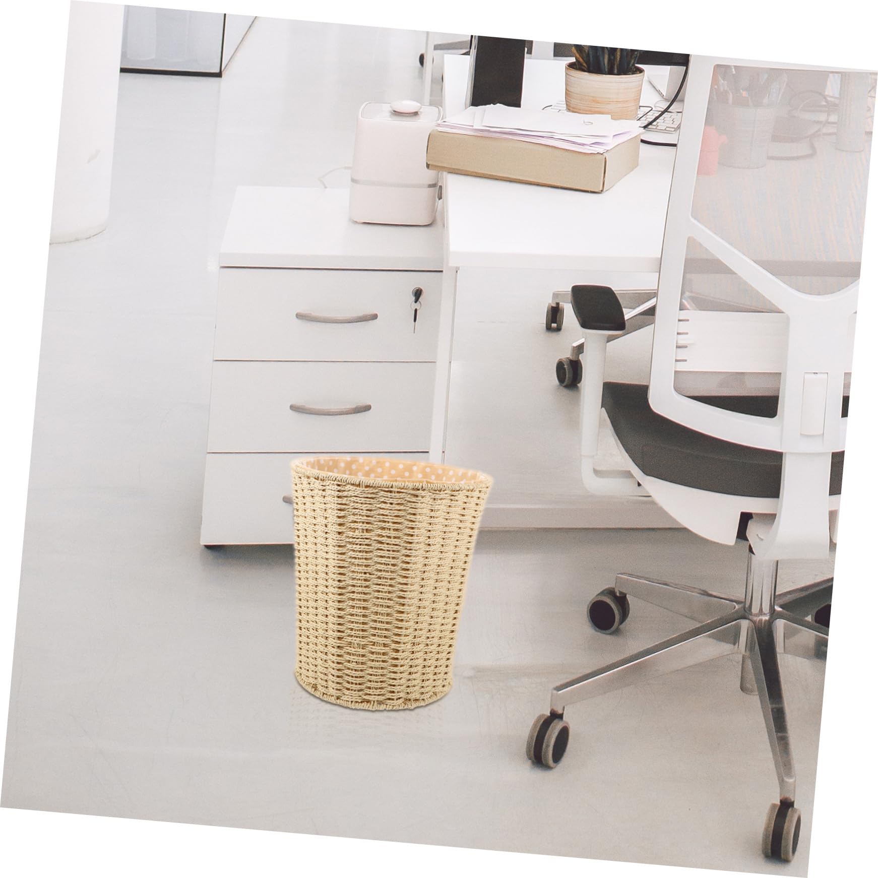 Geflochtener Mülleimer aus Rattan, Beige, Leicht und Stabil | Küchenkorb, Papierkorb für Zuhause, Schlichte Form, Wirtschaftlich und Praktisch Zufälliger Stil