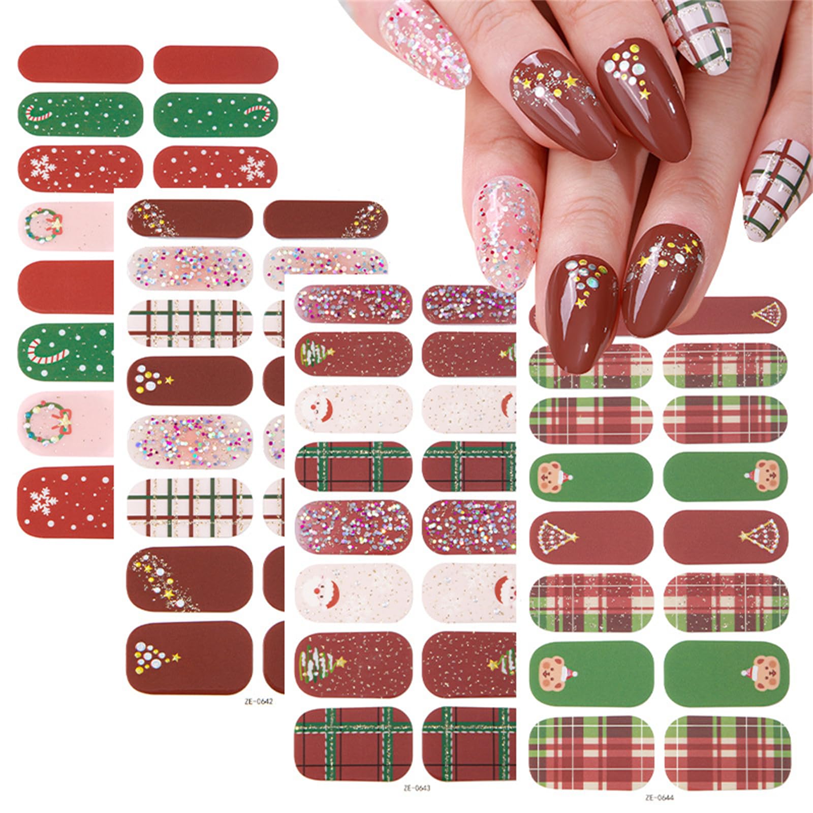 Christmas Nails Stickers Set Santa Nails Decals for Women Girls Festive Manicure Nails Art Decoration