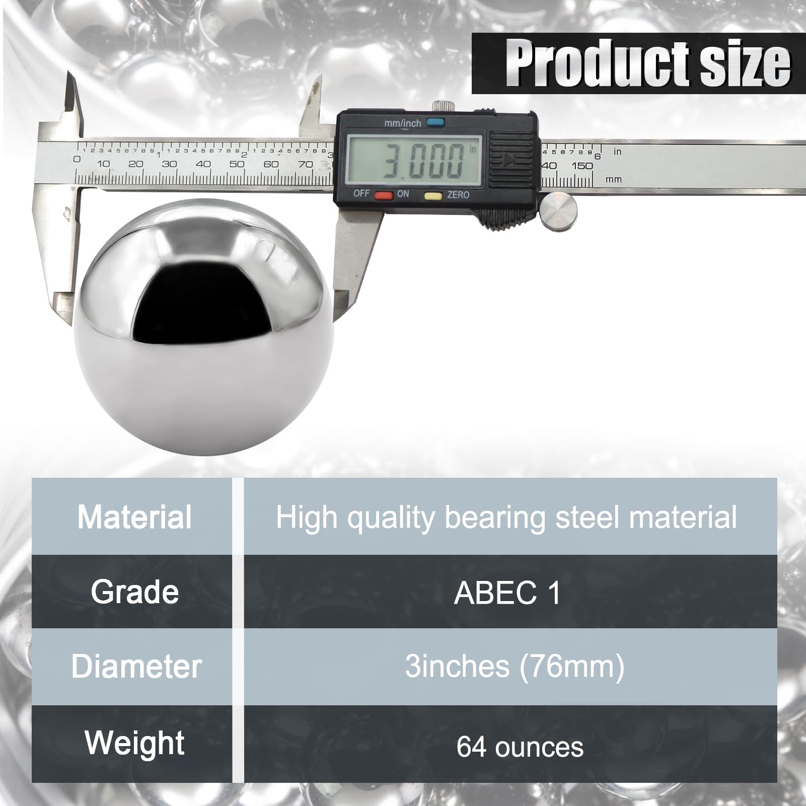 Chrome Steel Bearing Balls - 3 Inch Precision Balls -2