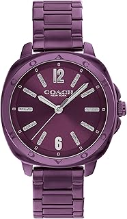 COACH Women's Kitt 3H Quartz Ceramic Watch, 34mm Case Size, Link Bracelet, Crystal Bezel, Iconic Cushion Shape, Modern Style - Gift for Her