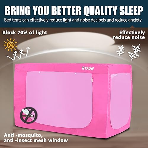 Miniatura 2 de Tienda de campaña para cama Queen - Tienda de campaña portátil de ensueño para niños y adultos, tiendas de campaña para dormir interiores 70% opacas