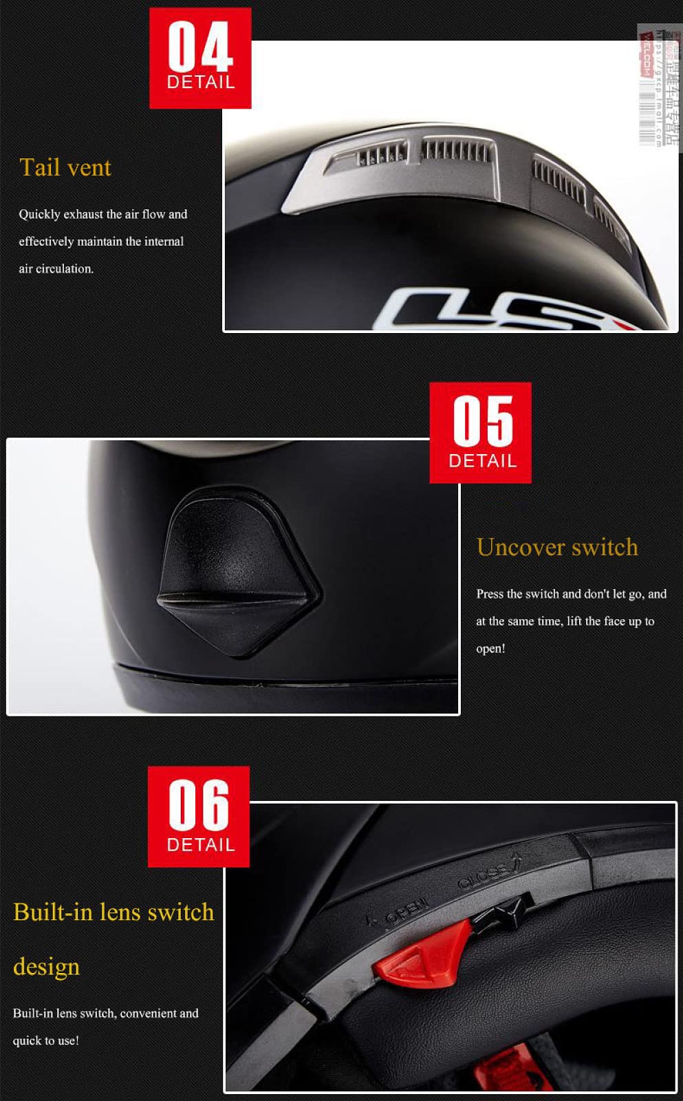 Kaski motocyklowe męskie czerwone Kaski motocyklowe damskie Kaski motocyklowe Flip-Up Kask modułowy motocykl Kaski Crash dla motocykli Motocross,Red black-3XL（61-62cm）