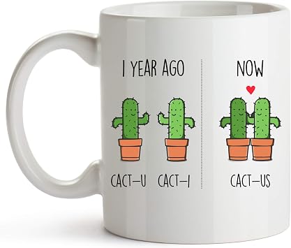 YouNique Designs 11 Ounce Funny 1st Year Dating Anniversary Mug for Boyfriend and Girlfriend White
