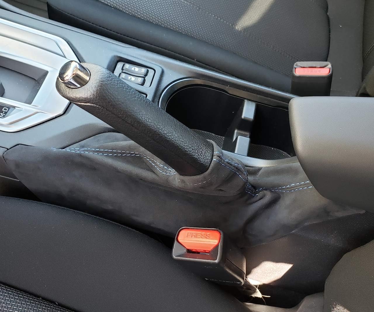 RedlineGoods ebrake Boot Compatible with Subaru Impreza 2017-23. Tailor Made - not Universal. Genuine top-Grade Italian Black Leather with Red Thread