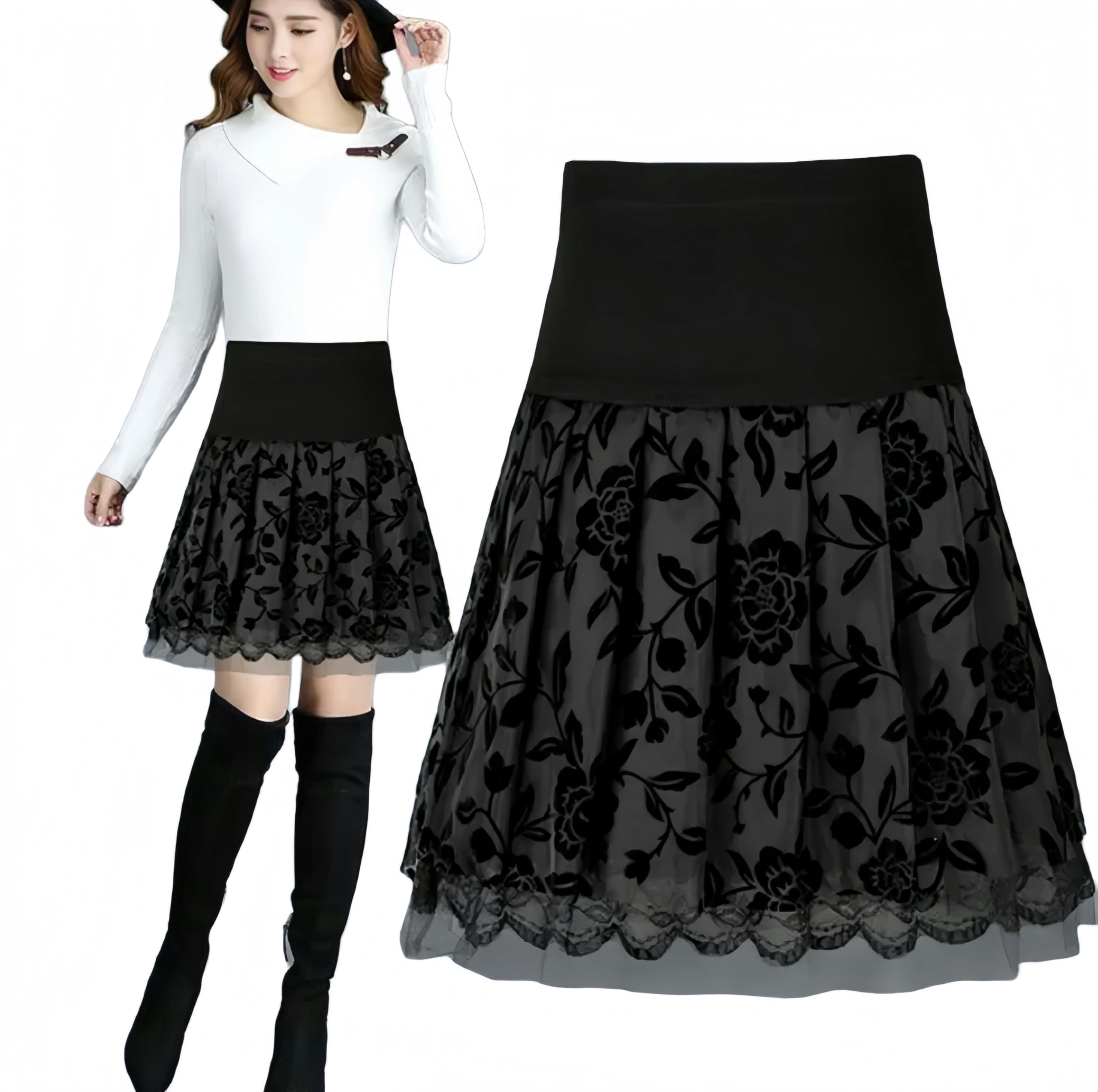 Gonna Corta Voile Plissettato A- Linea Gonna Corta Vita Elastica Gonne Donna