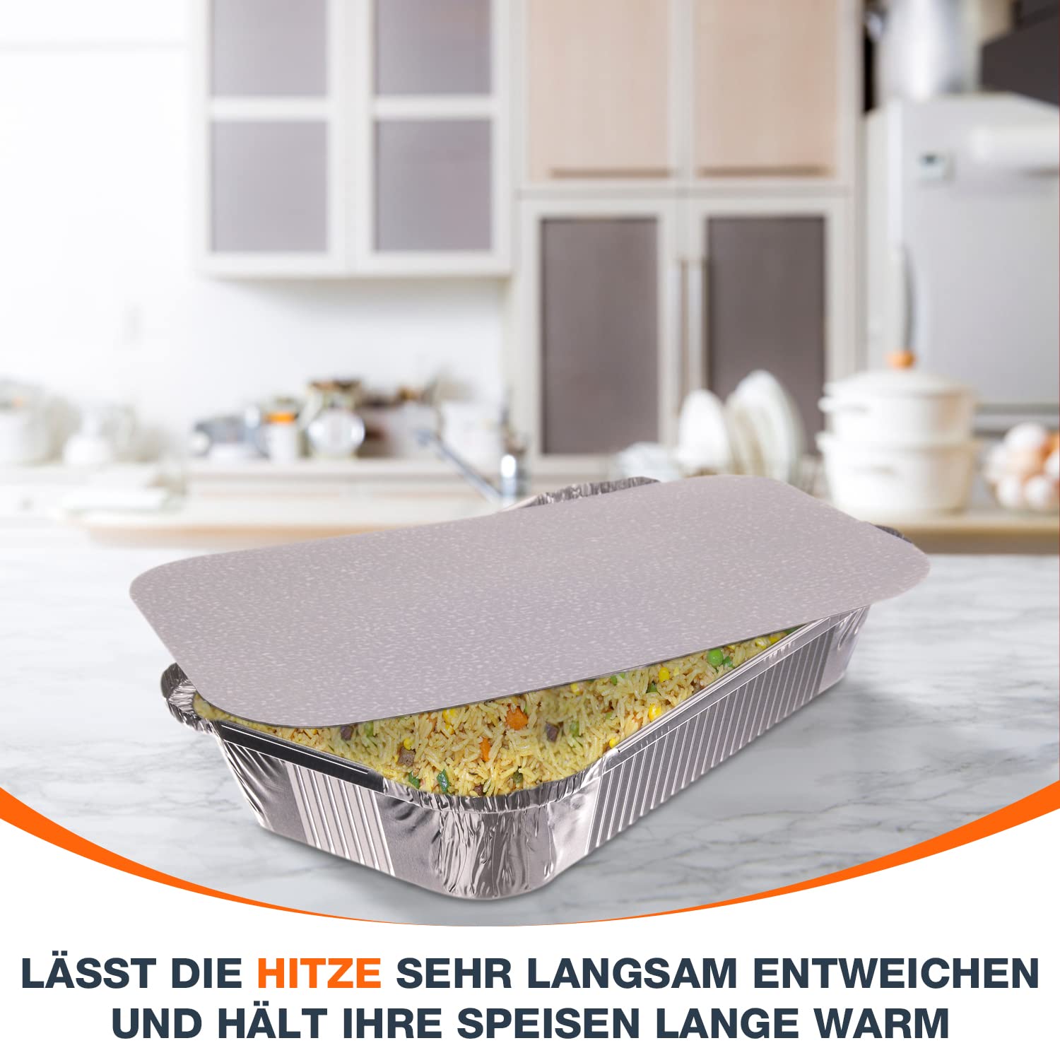100x Aluschalen mit Deckel wiederverwendbar und hitzebständig - Hochwertige Tropfschalen von 470-940ml - 100 Stück (R14L - 940ml)