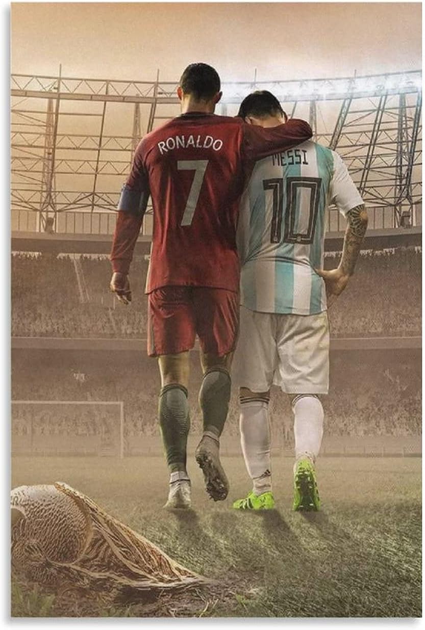 NBHYK Cristiano Ronaldo And Lionel Messi Poster frames poster board Wall Art Prints Canvas painting for room aesthetic Decor ready to hanging 12x18 poster