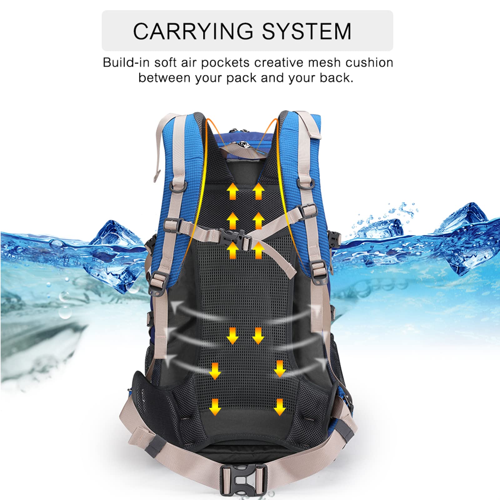 Aoking Mochila senderismo 40-50 L impermeable con silbato SOS y funda para lluvia