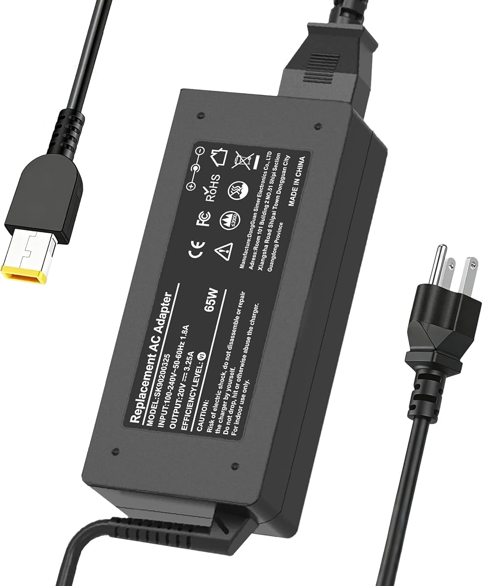 Cargador de portátil de 65 W compatible con Lenovo Thinkpad T470 T460 T470S T440 | T440S T440P T450 T460S T560 E440 E450 E550 E560 G50 G50-70 Z50 Z50-70 ADLX65NLC2A ADLX65NCC3A Cable de alimentación adaptador