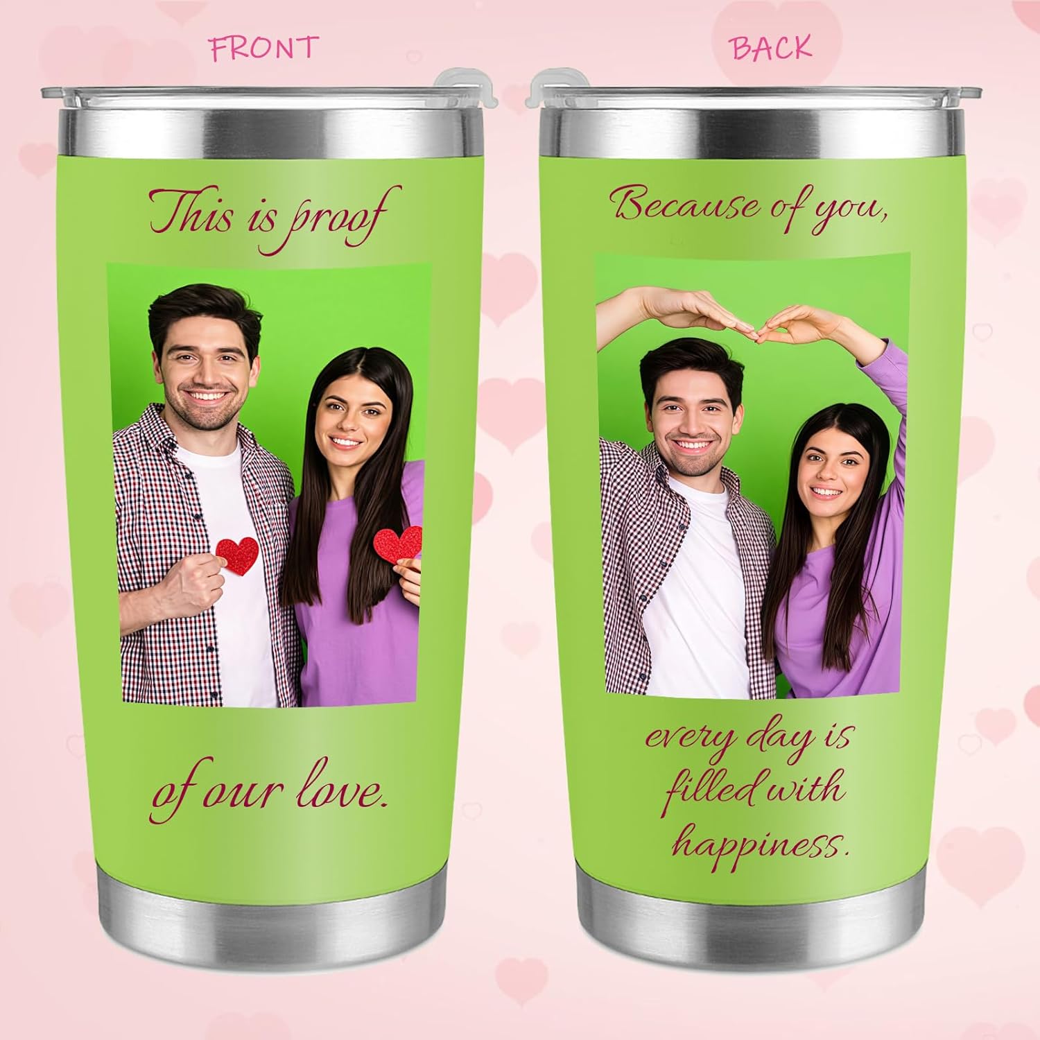 Custom Tumbler Personalized with Name Photo Stainless Steel Insulated Coffee Mug Valentine's Day Gift for Couples Boyfriend Girlfriend Travel Cup (20oz) - Image 3