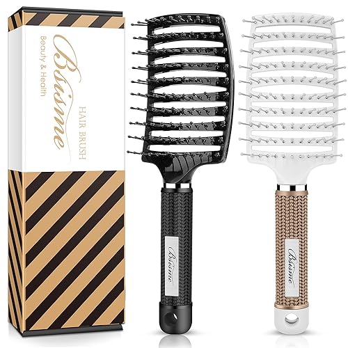 Juego de cepillos para el cabello, cepillos curvados y ventilados para desenredar para mujeres, hombres y niños, cepillo profesional de ventilación