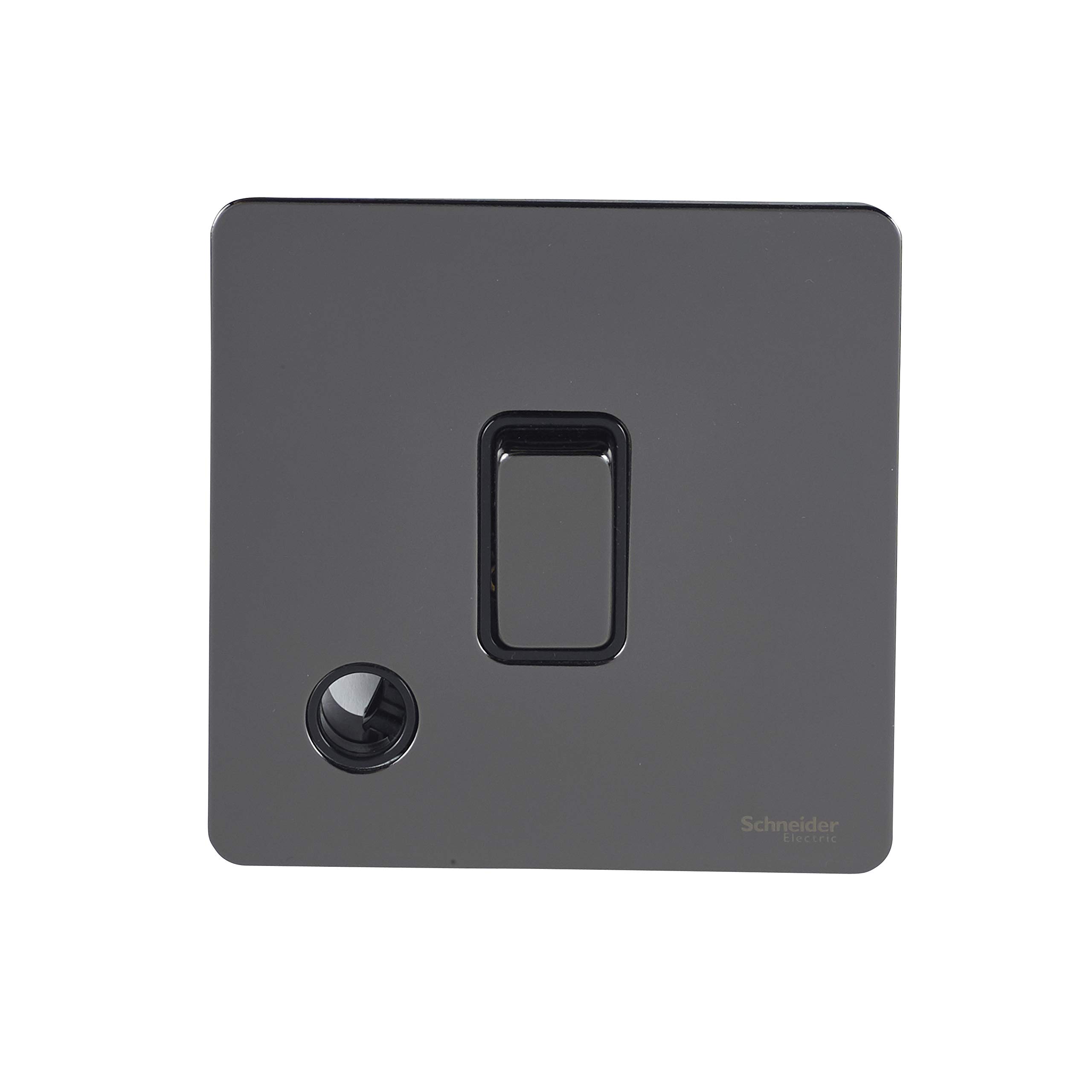 Schneider Electric Ultimate Screwless Flat Plate - Single Light Switch with Flex Outlet, Double Pole, 20AX, GU2413BBN, Black Nickel with Black Insert