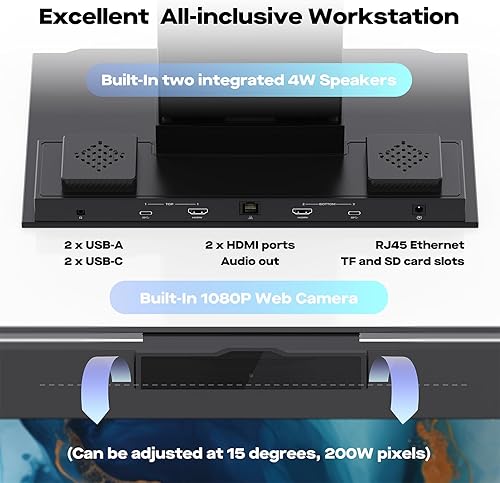 Miniatura 7 de Geminos T - Monitor de computadora apilado dual (2 x 24 pulgadas) con estación de trabajo todo incluido, pantalla táctil de carga USB-C de 65 W,
