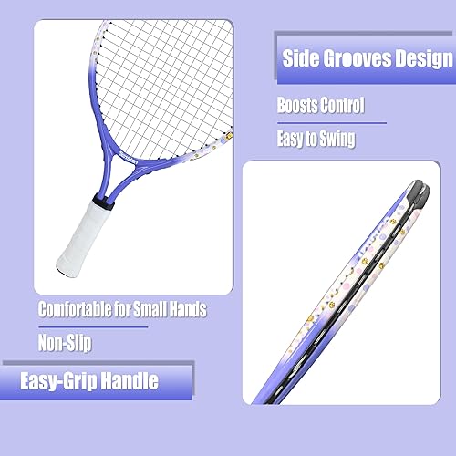 Miniatura 6 de Senston Juego de raqueta de tenis para niños (17 y 23 pulgadas), raqueta de tenis junior, marco de aluminio ligero, incluye funda