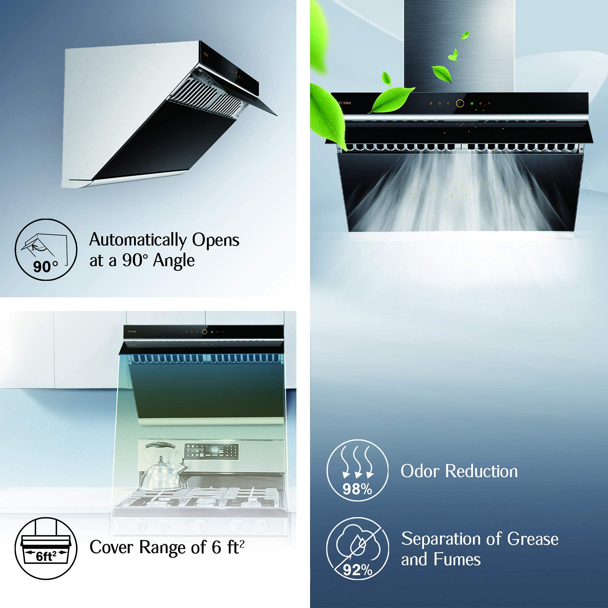 FOTILE JQG7505 30” or WallMount Range Hood Dual DCMotor Side Draft Design