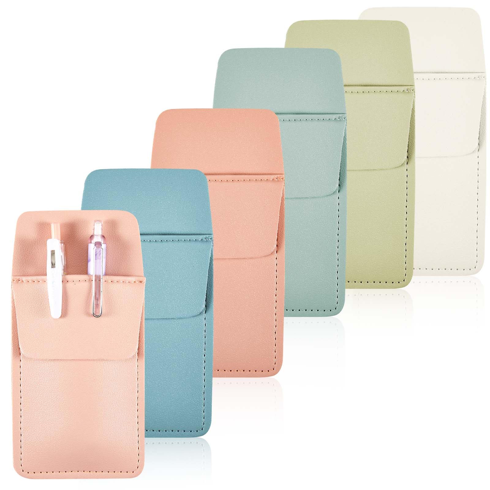 Jetec 6 Pcs Faux Leather Pocket Protector Pen Holder Pouch, 6 Colors