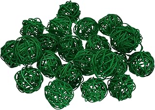 22 Pcs Wicker Rattan Balls, 1.6inch Wood Decorative Balls Vase Fillers for Centerpiece Bowl Orbs Fillers Tree Wedding Home Decor, Dark Green