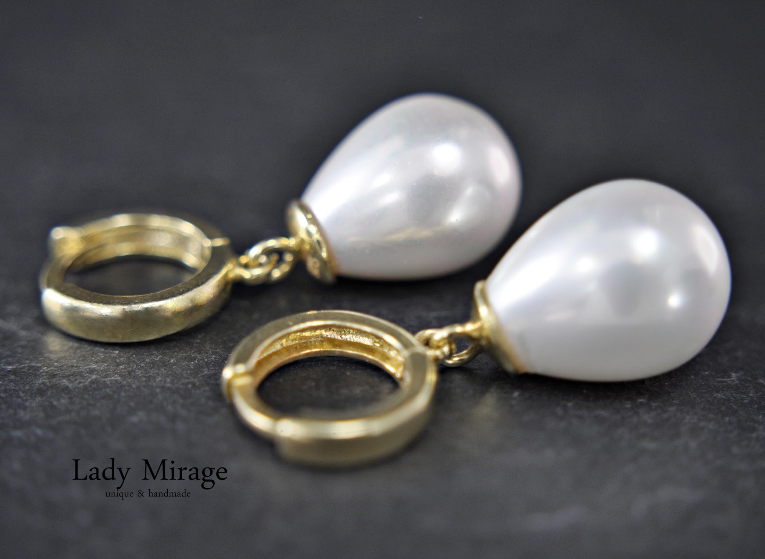 Süßwasserperlen Schmuck Set Silber - 925 Sterling Silber Vergoldet - Kette - Ohrringe - Creolen - Geschenk für Sie - Handmade - Schmuck - Weihnachtsgeschenk