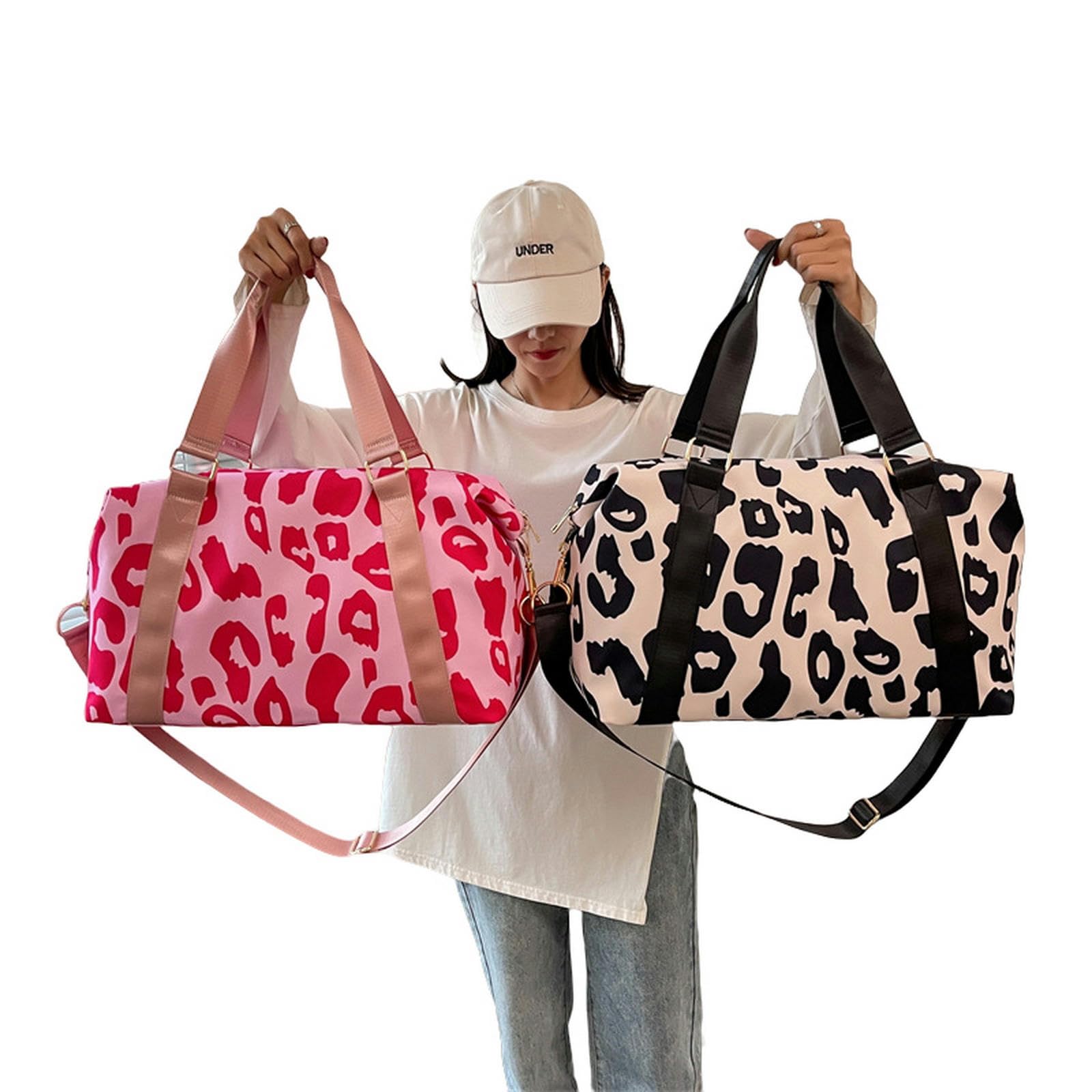 NOGRAX Schulrucksack Große Kapazität Kurzstrecken Reisetaschen Gepäck Frauen Und Männer Crossbody Schulter Sport Streifen Handtasche Für Frauen-Rosa