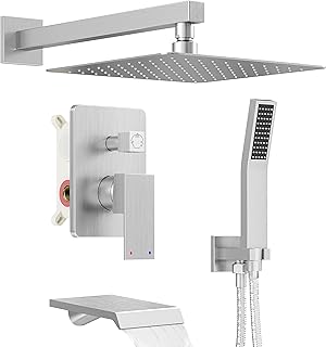 Shower System with Tub Spout, All Metal Tub Shower Faucet Set with 10'' ...