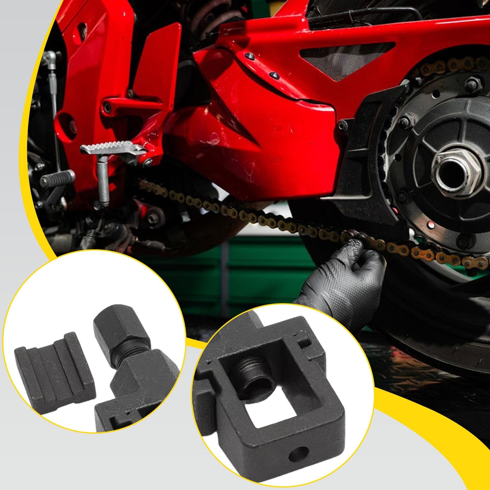 Motorradkettentrenner Set Kettenabzieher Kettenentferner Kettenwerkzeug aus Stabilem Kohlenstoffstahl Tragbar für Reparaturarbeiten Motorradpflege