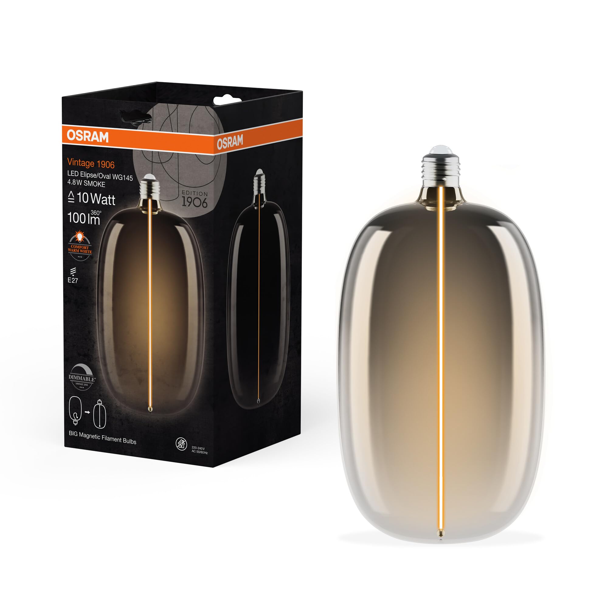 OSRAM Vintage 1906 Big Elipse Oval es una regulable con un filamento en