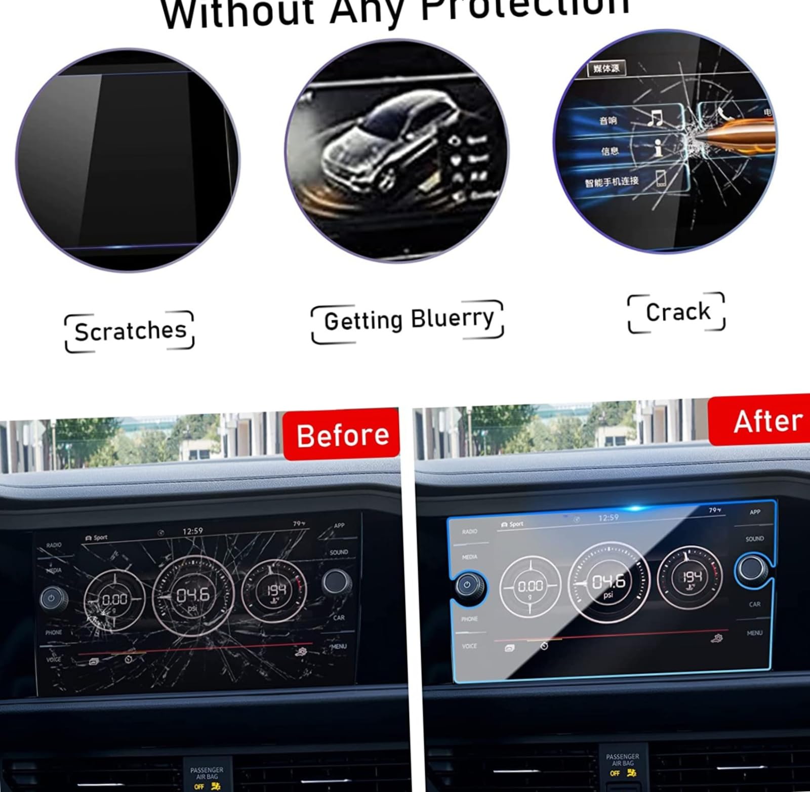Dla VW,Dla Jetta 2019-2022 Folia ochronna na ekran dotykowy 8 cali, folia ochronna ze szkła hartowanego Volkswagen Jetta Screen Protector